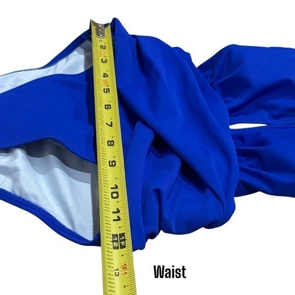 NEW Cupshe Vibrant Blue Plunge High Leg Swimsuit Beach Tropical Resort Size S - Picture 8 of 9